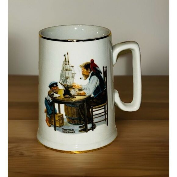 Vintage Set Of 4 Norman Rockwell Museum Tankard Mugs Seafarers Collection - Picture 4 of 10